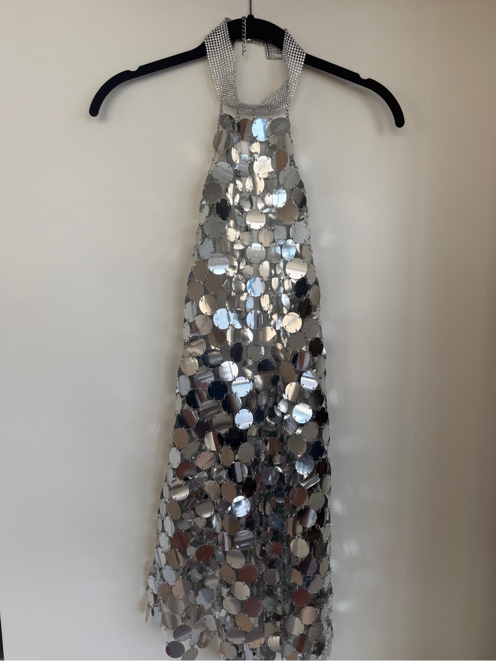 Bronx and Banco Silver Sequin Backless Halter Dress